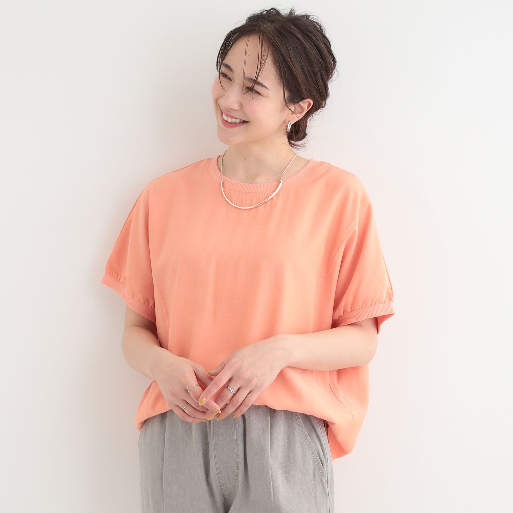 SHOO･LA･RUE「【ひんやり/洗濯後しわになりにくい】リブ切り替えドルマンブラウス」|シャツ・ブラウス|