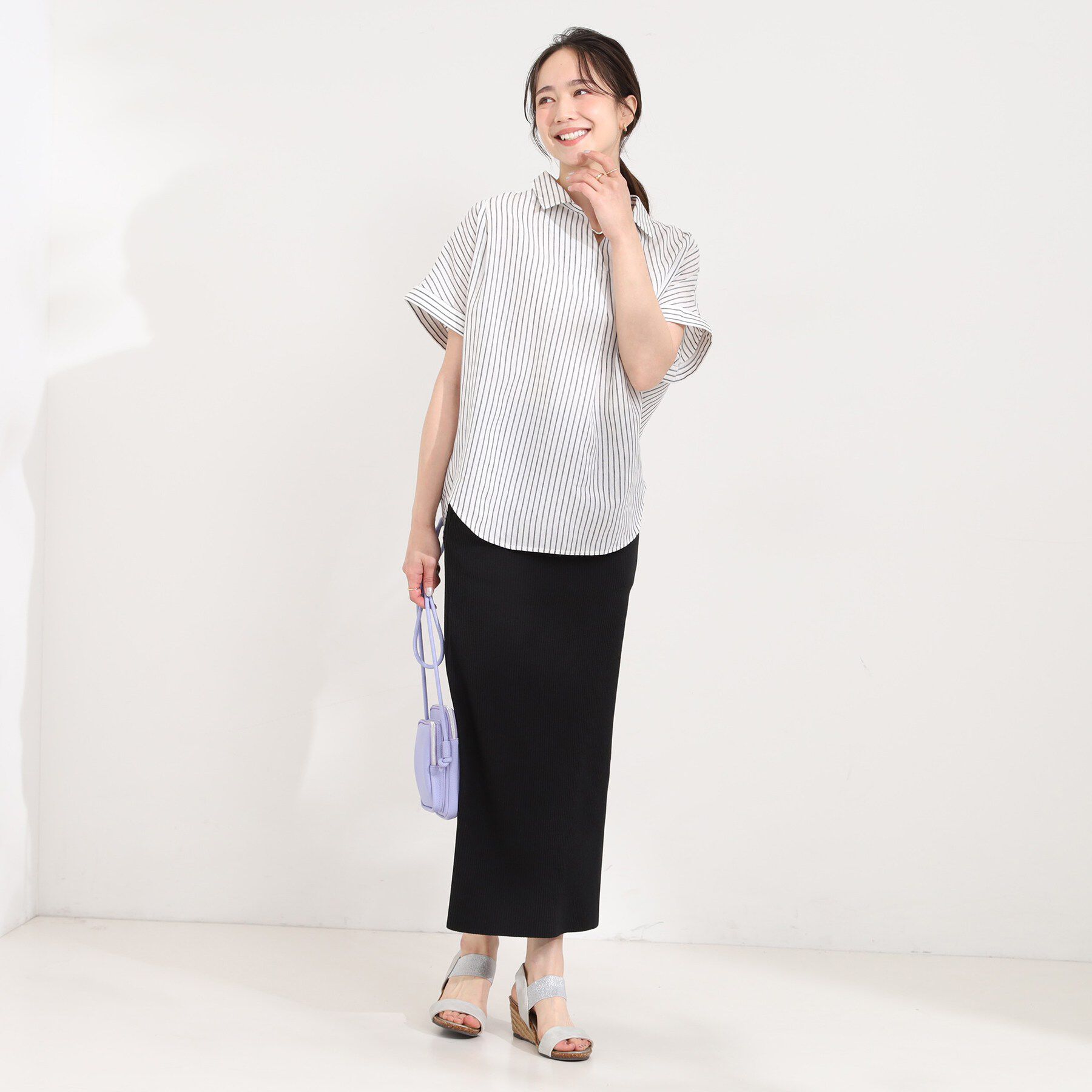 SHOO･LA･RUE「【UV/吸水速乾/抗菌防臭】インせず着られる フレンチリネンスキッパーシャツ」|シャツ・ブラウス|