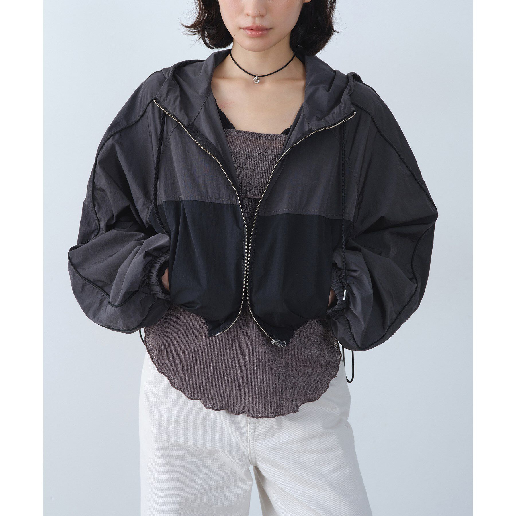 CODE A「urban light crop blouson」|ブルゾン・スタジャン|ブラック(519)