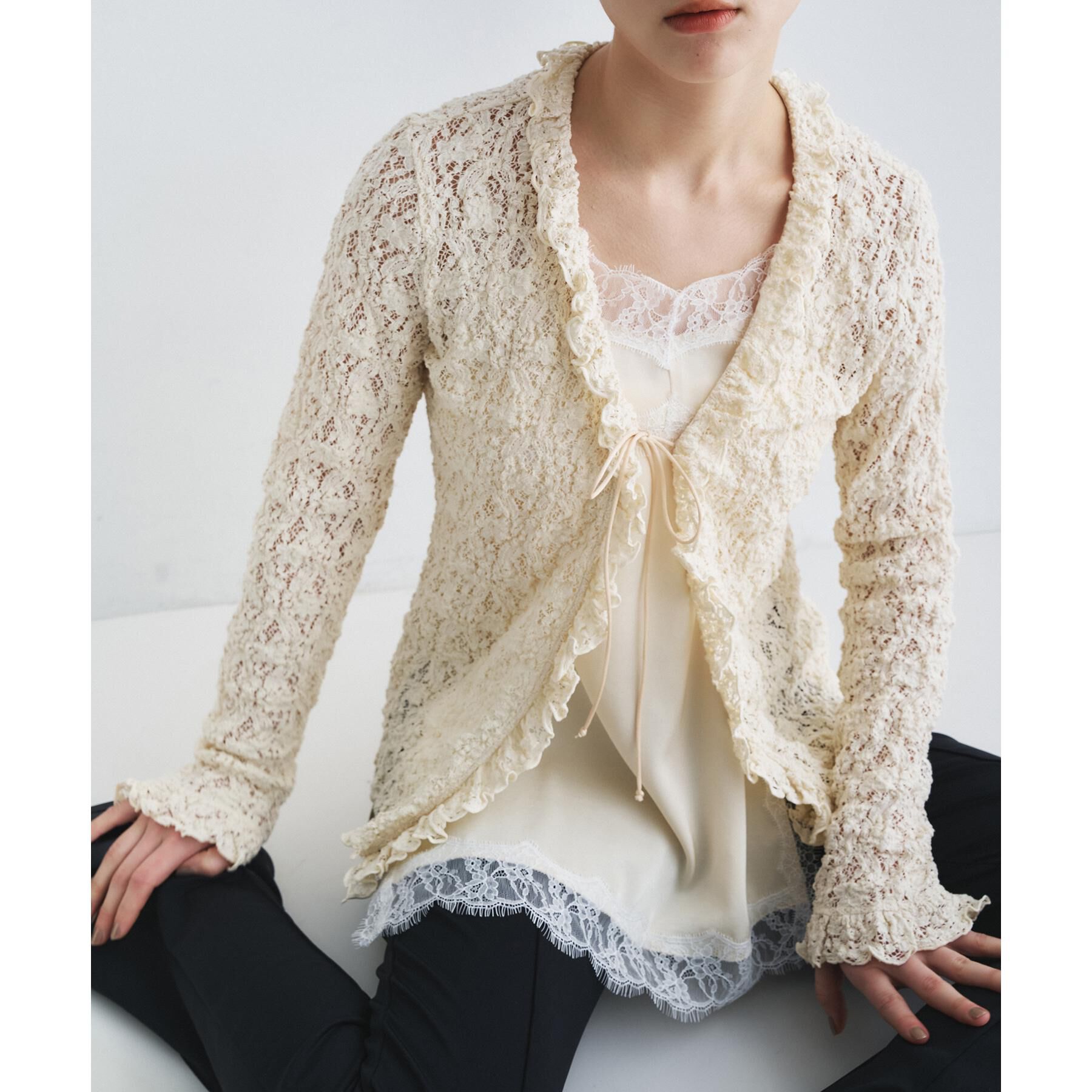 CODE A「【Re】fluffy lace blouse」|シャツ・ブラウス|オフホワイト(003