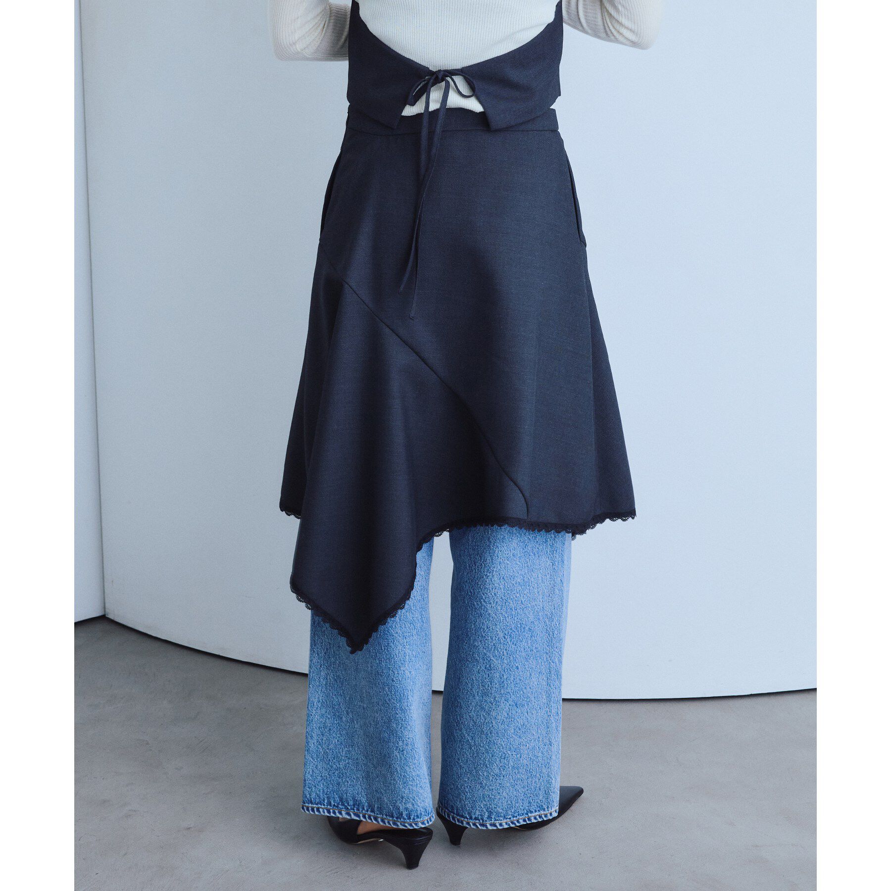 CODE A「asymmetric lace hem skirt」|スカート|