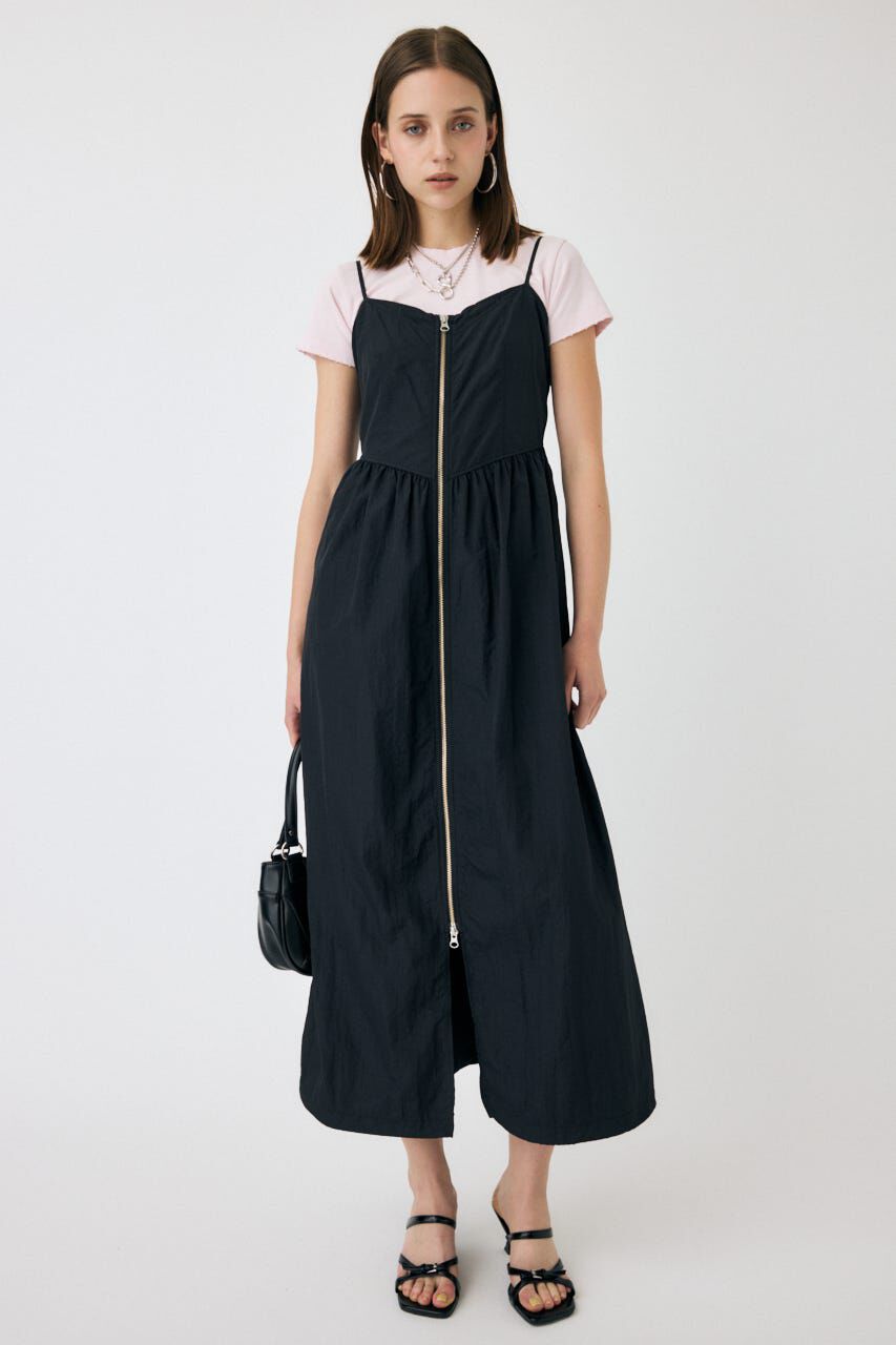 MOUSSY「FRONT ZIP NYLON キャミドレス」|ワンピース|