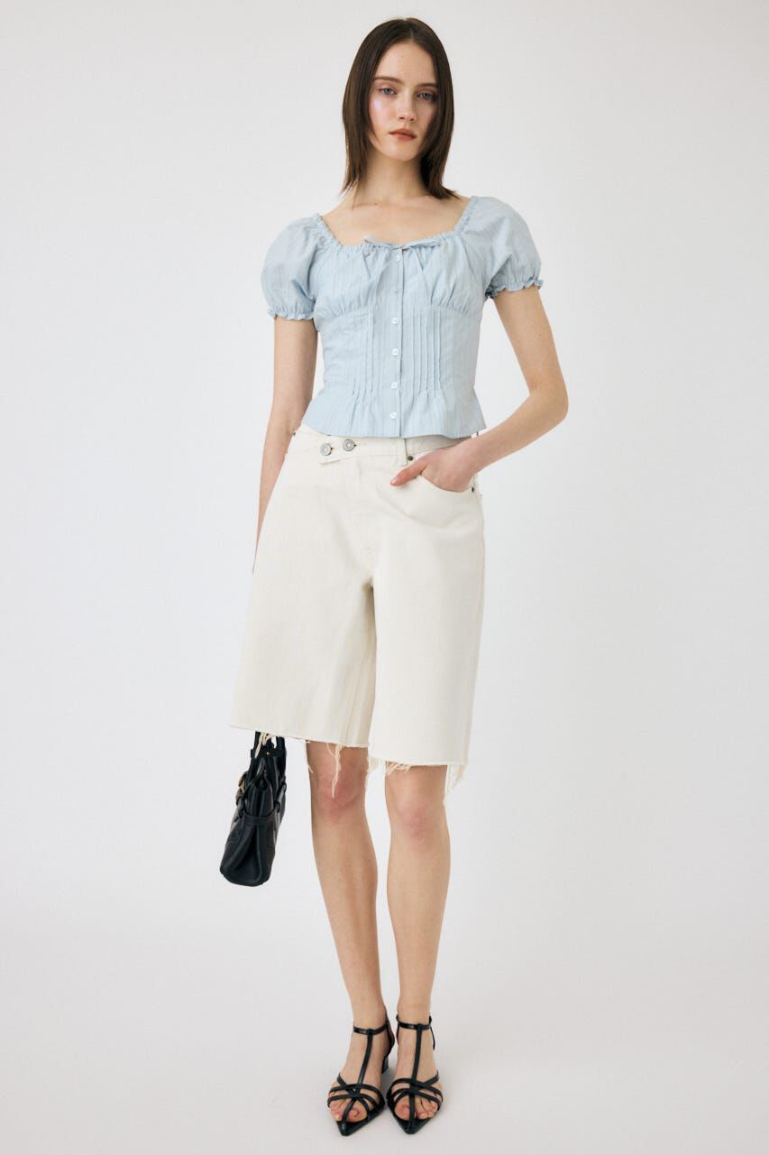 MOUSSY「CROSS WAIST ハーフパンツ」|デニム|
