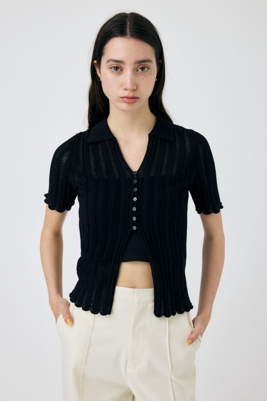 MOUSSY「COTTON KNIT OPENWORK カーディガン」|ニット・セーター|