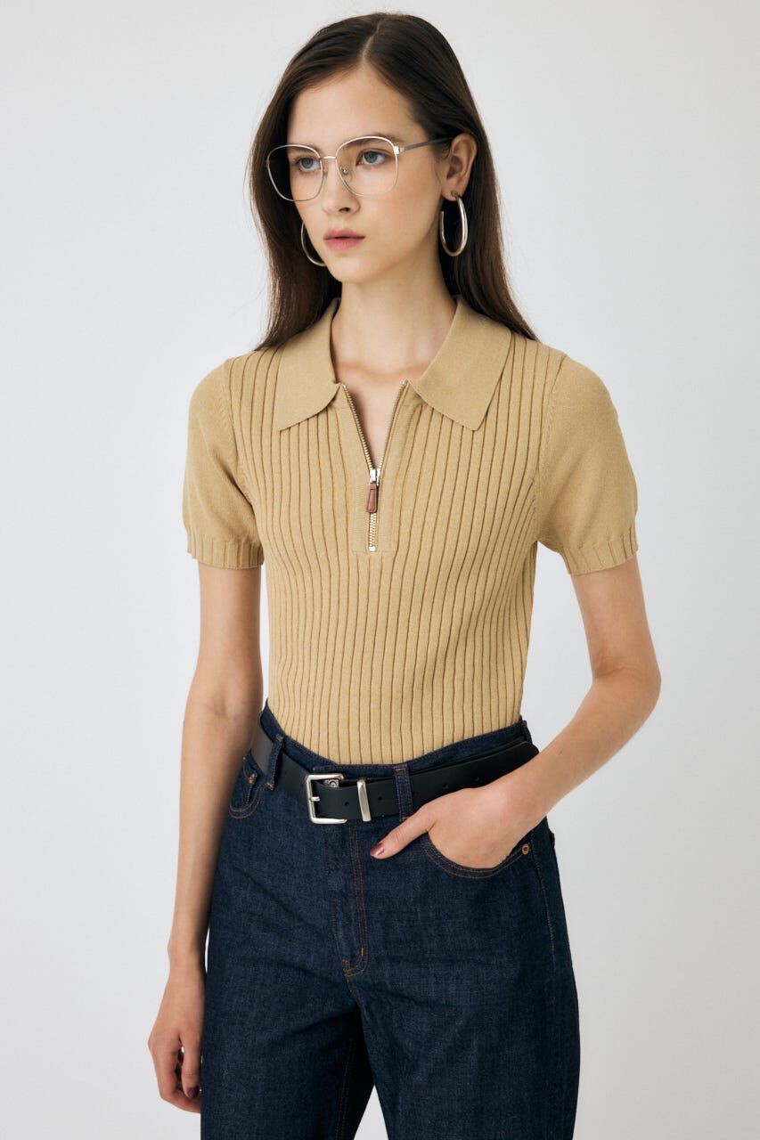 MOUSSY「HALF ZIP CLASSIC ポロ トップス」|ニット・セーター|