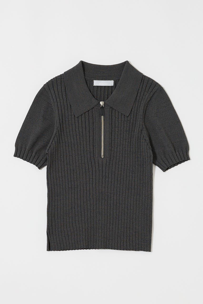 MOUSSY「HALF ZIP CLASSIC ポロ トップス」|ニット・セーター|C.GRY