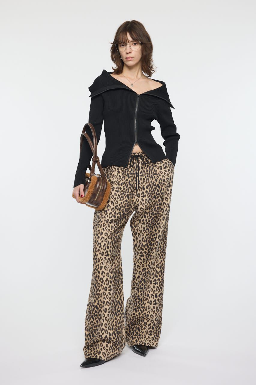 MOUSSY「BIG COLLAR ZIP UP ニットトップス」|ニット・セーター|
