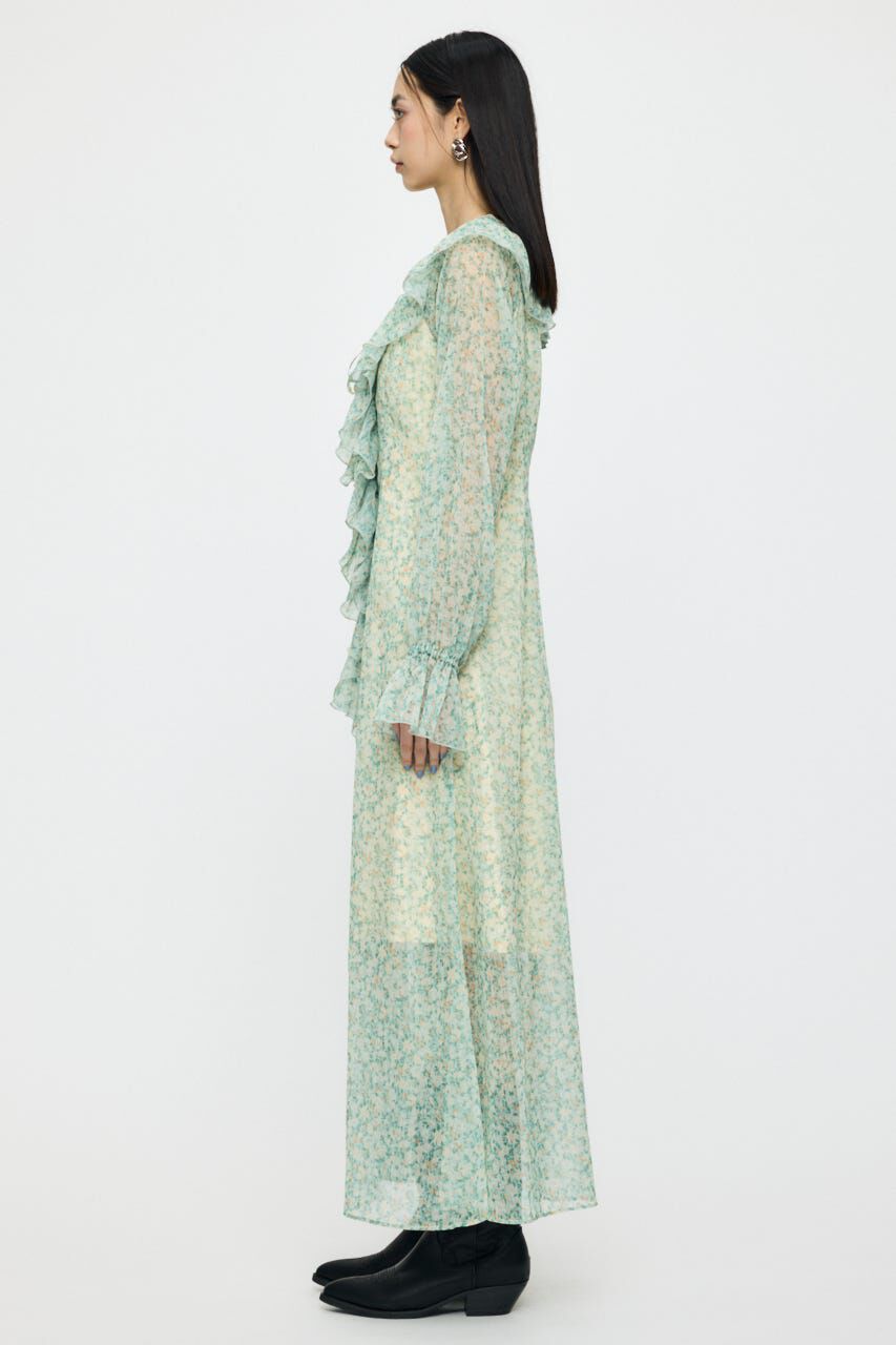 MOUSSY「RUFFLE CHIFFON MAXI ドレス」|ワンピース|