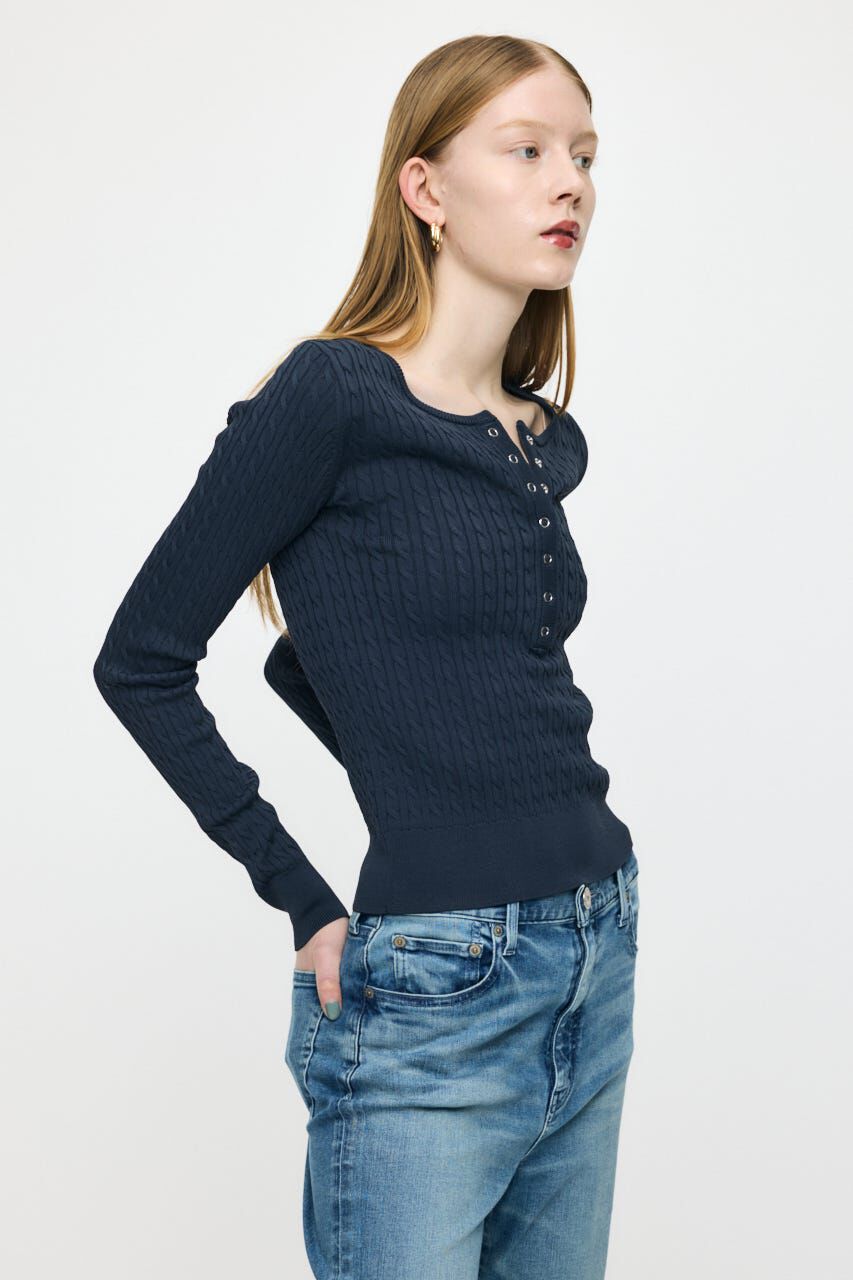 MOUSSY「HENRY NECK CABLE KNIT トップス」|ニット・セーター|