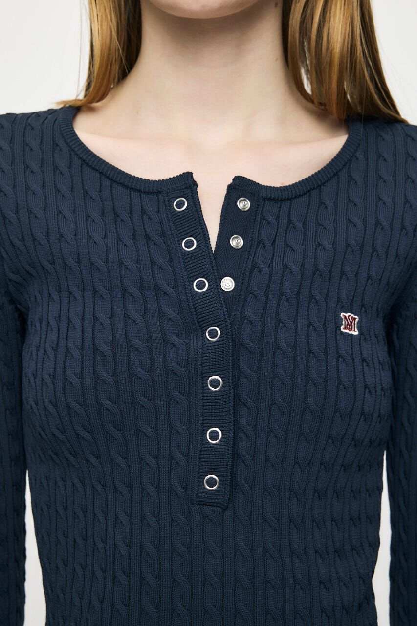 MOUSSY「HENRY NECK CABLE KNIT トップス」|ニット・セーター|