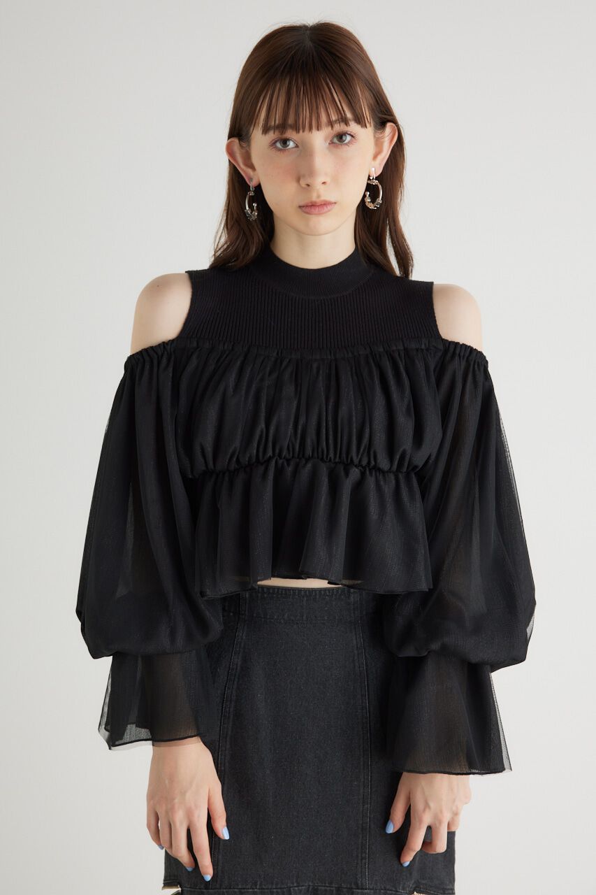 rienda「ペプラムチュールコンビKnit TOP」|ニット・セーター|