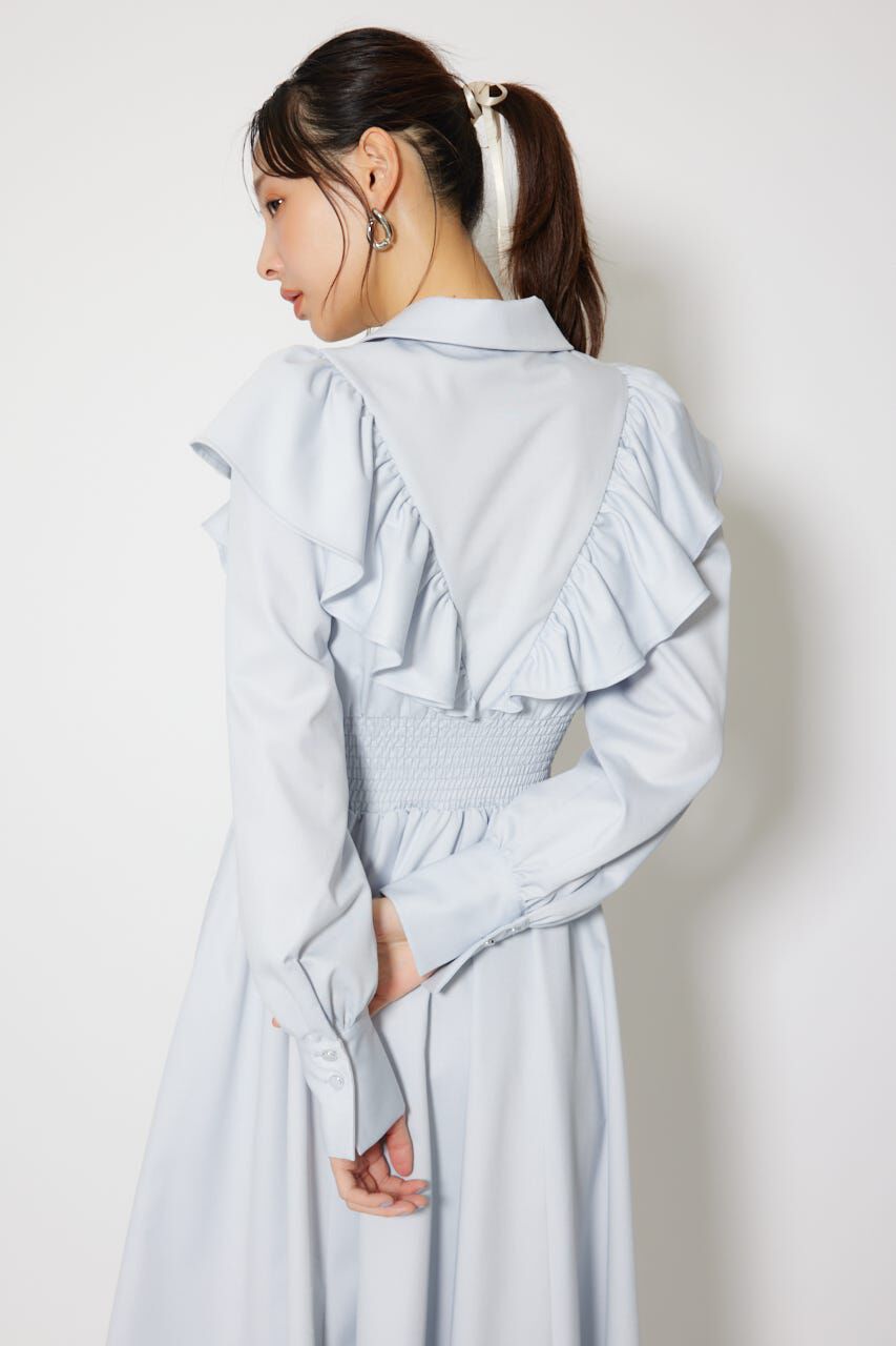 rienda「フロントZIPフリルシャツワンピース」|ワンピース|