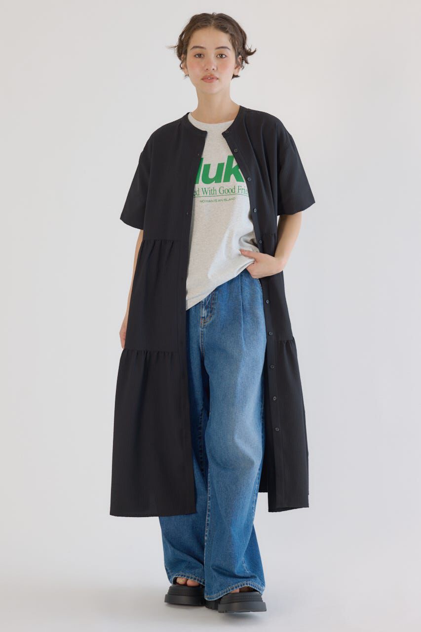 RODEO CROWNS「シアサッカーティアードワンピース」|ワンピース|BLK