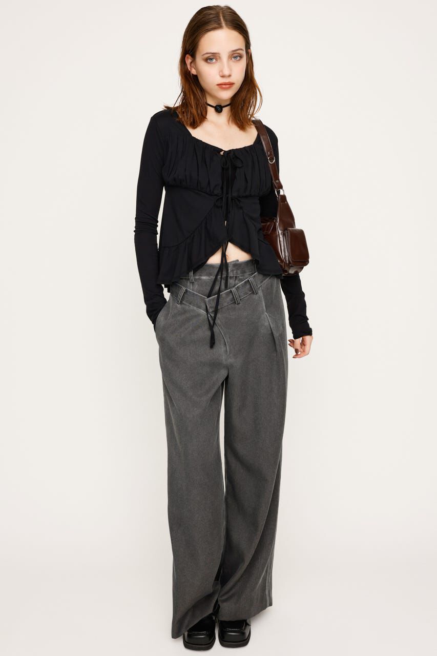 SLY「SQUARE NECK RIBBON トップス」|カーディガン|