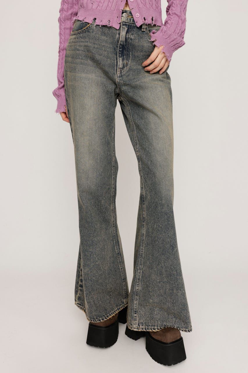 SLY「L／W WIDE FLARE パンツ」|デニム|BLU