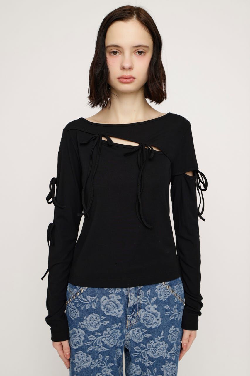 SLY「CUT OUT RIBBON トップス」|Tシャツ・カットソー|