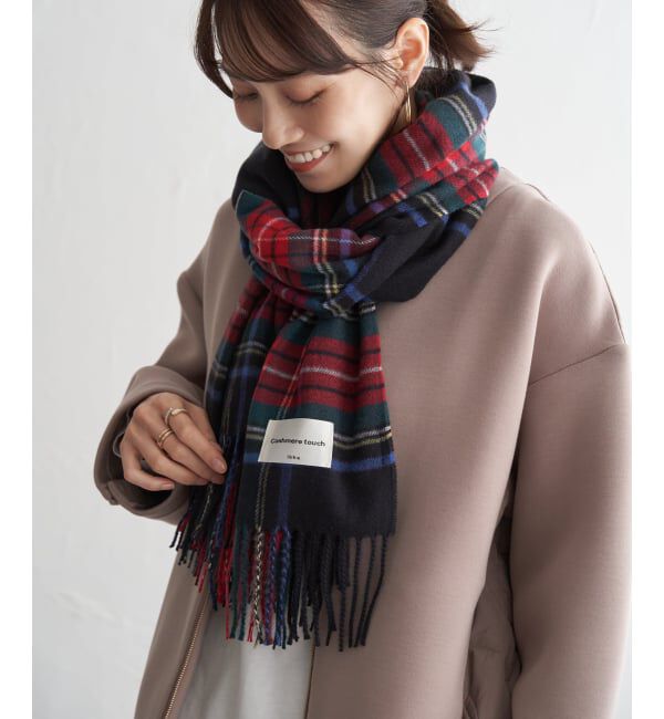 ikka「カシミヤタッチチェックマフラー」|マフラー|レッド