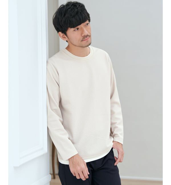ikka「【雑誌MonoMax4月号掲載】パイナップルレイヤードロンT」|Tシャツ・カットソー|