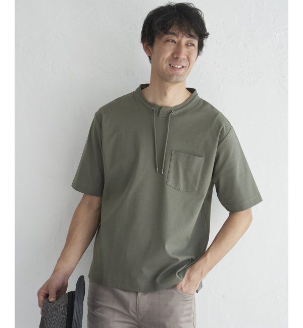 ikka「冷感ルーイカラー5分袖ポケT」|Tシャツ・カットソー|