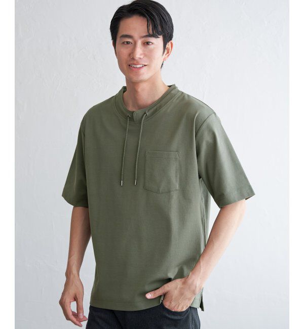 ikka「冷感ルーイカラー5分袖ポケT」|Tシャツ・カットソー|