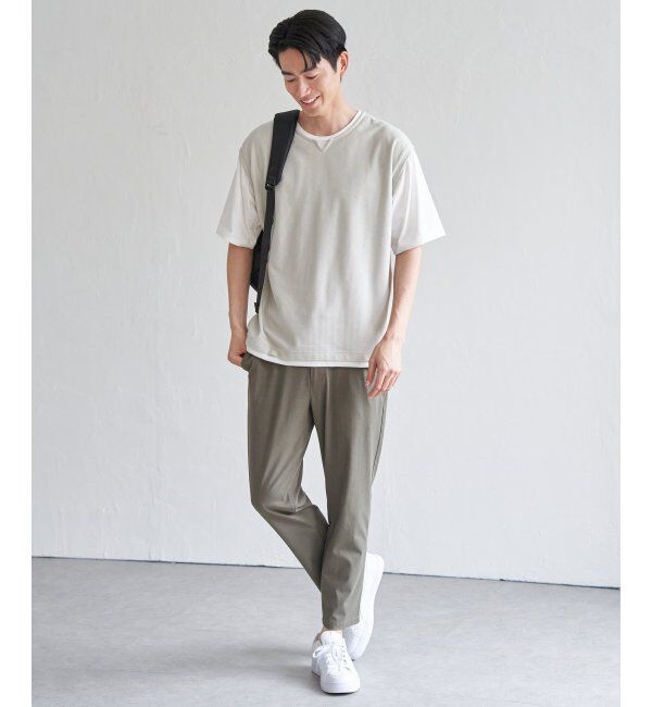 ikka「【接触冷感／吸水速乾】ヘリンボンキーネックフェイクベストTシャツ【親子おそろい】」|Tシャツ・カットソー|