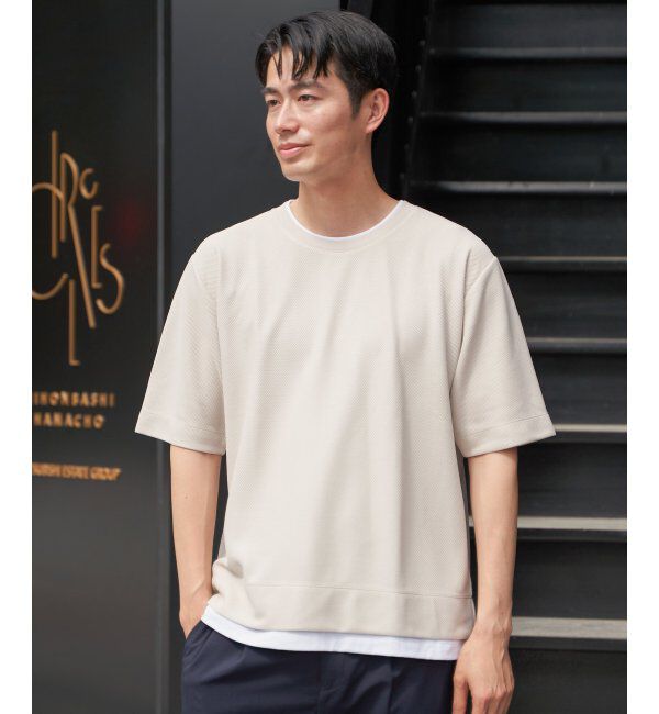 ikka「【吸水速乾】ドライ鹿の子レイヤードTシャツ5分袖」|Tシャツ・カットソー|