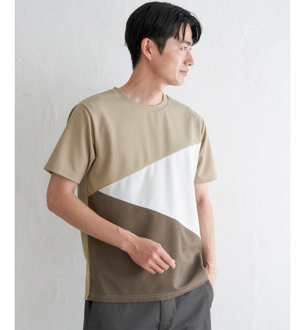 ikka「【接触冷感／吸水速乾】マルチファンクション斜め切り替えTシャツ」|Tシャツ・カットソー|