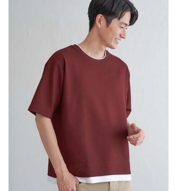 ikka「【吸水速乾】ドライ鹿の子レイヤードTシャツ5分袖」|Tシャツ・カットソー|