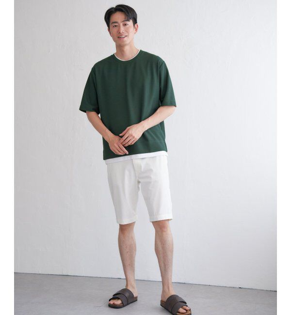 ikka「【吸水速乾】ドライ鹿の子レイヤードTシャツ5分袖」|Tシャツ・カットソー|