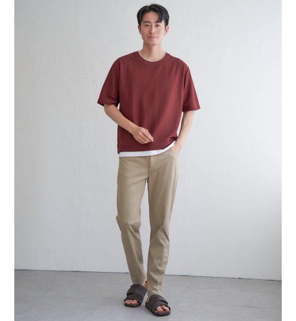ikka「【吸水速乾】ドライ鹿の子レイヤードTシャツ5分袖」|Tシャツ・カットソー|
