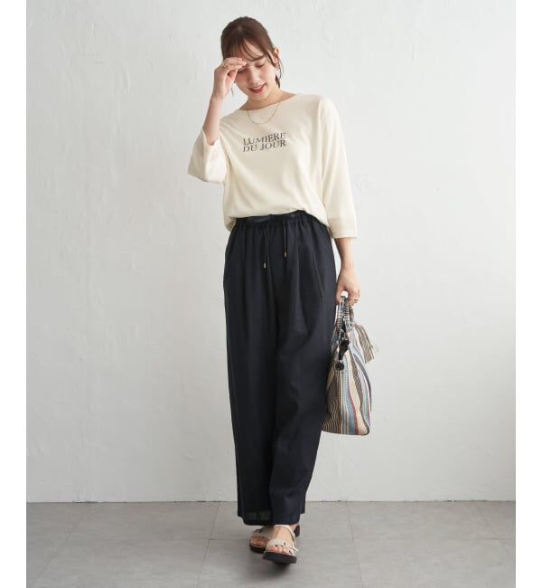 ikka「【雑誌InRed5月号掲載】シア－ロゴプリント 7分袖プルオーバーセット【2点セット】」|Tシャツ・カットソー|