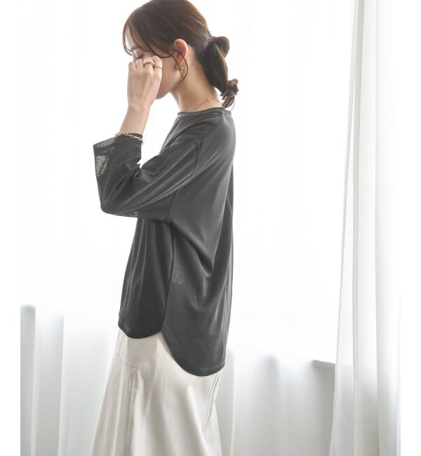 ikka「【雑誌InRed5月号掲載】シア－ロゴプリント 7分袖プルオーバーセット【2点セット】」|Tシャツ・カットソー|