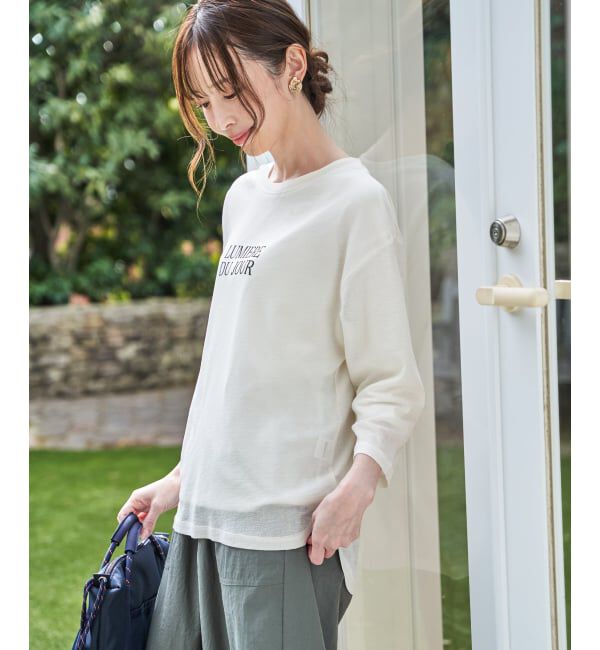 ikka「【雑誌InRed5月号掲載】シア－ロゴプリント 7分袖プルオーバーセット【2点セット】」|Tシャツ・カットソー|