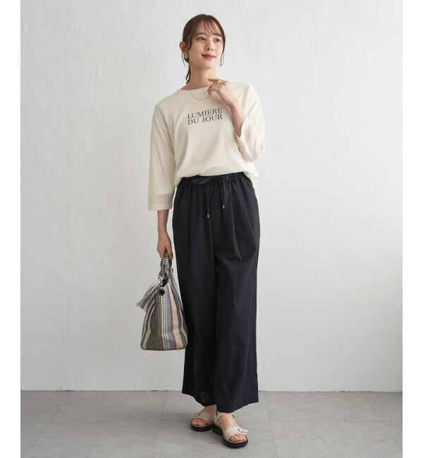 ikka「【雑誌InRed5月号掲載】シア－ロゴプリント 7分袖プルオーバーセット【2点セット】」|Tシャツ・カットソー|