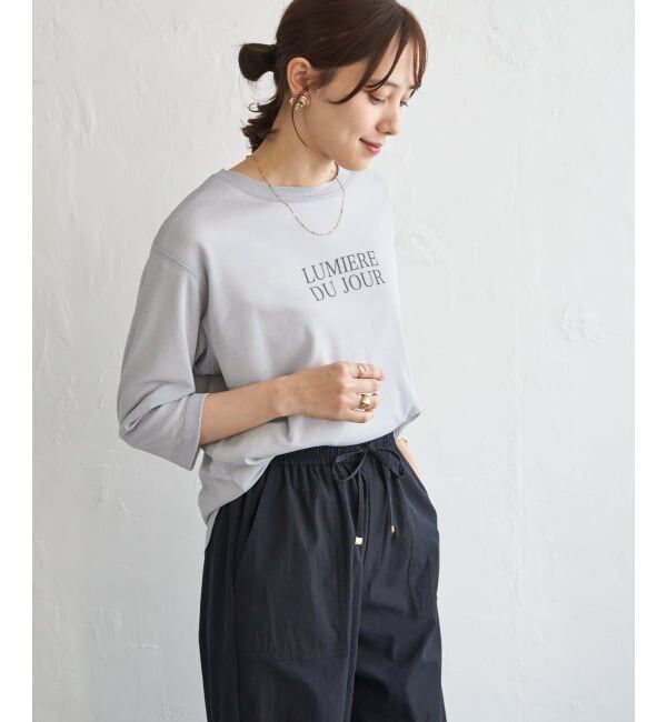 ikka「【雑誌InRed5月号掲載】シア－ロゴプリント 7分袖プルオーバーセット【2点セット】」|Tシャツ・カットソー|ライトグレー