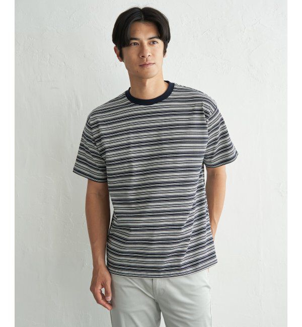 ikka「【お得だ値】冷感コットンドロストボーダーTシャツ」|Tシャツ・カットソー|