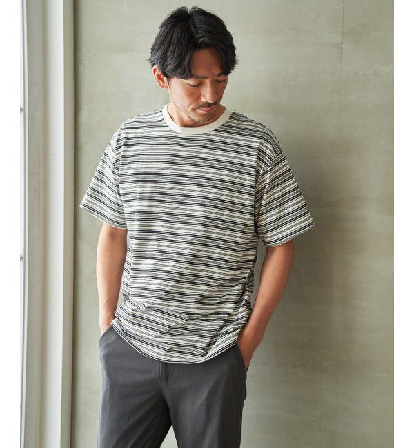 ikka「【お得だ値】冷感コットンドロストボーダーTシャツ」|Tシャツ・カットソー|