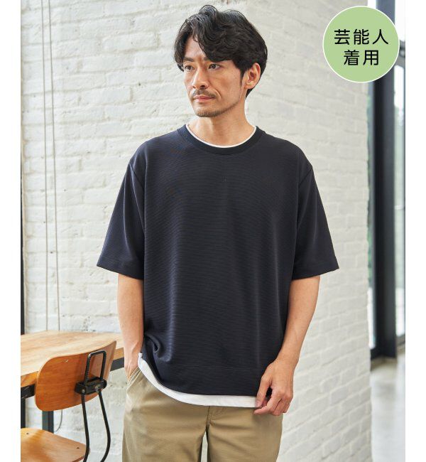 ikka「冷感DRYリップル5分袖Tシャツ」|Tシャツ・カットソー|