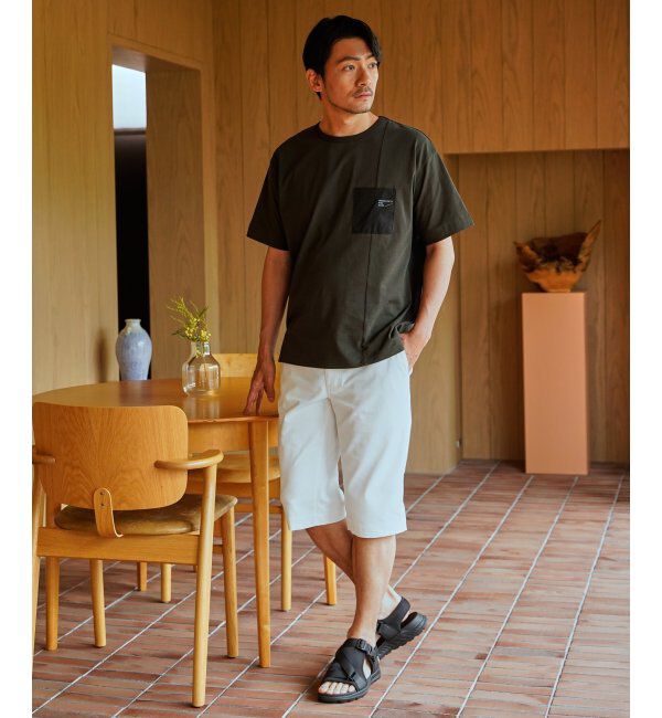 ikka「【接触冷感】DRY布帛コンビポケットTシャツ」|Tシャツ・カットソー|