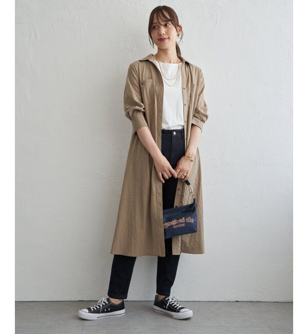 ikka「コットンポケ付きシャツワンピース」|その他|ベージュ