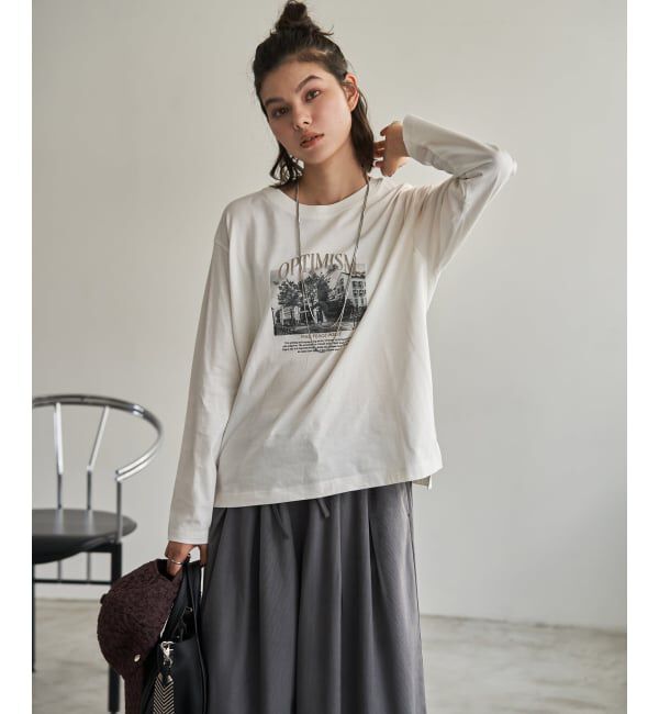 ikka「ロゴフォトプリントロンT」|Tシャツ・カットソー|