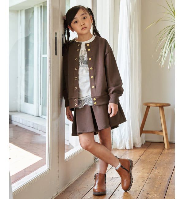 ikka kids「ポンポン付きダンボールキュロット（120~160cm）」|スカート|