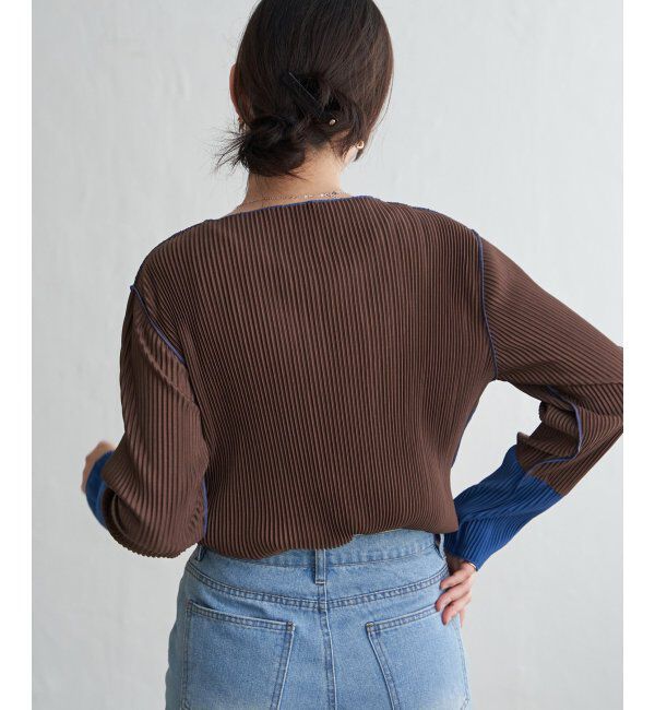 VENCE share style「プリーツ加工配色袖トップス」|その他|