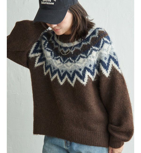 VENCE share style「ノルディックニットプルオーバー」|ニット・セーター|ブラウン