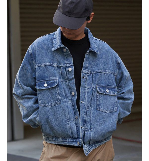 VENCE share style「デニムジャケット」|ブルゾン・スタジャン|ターコイズブルー