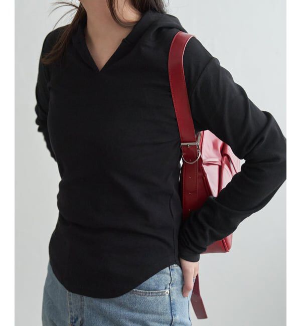 VENCE share style「スキッパーフーディーロンT」|その他|ブラック