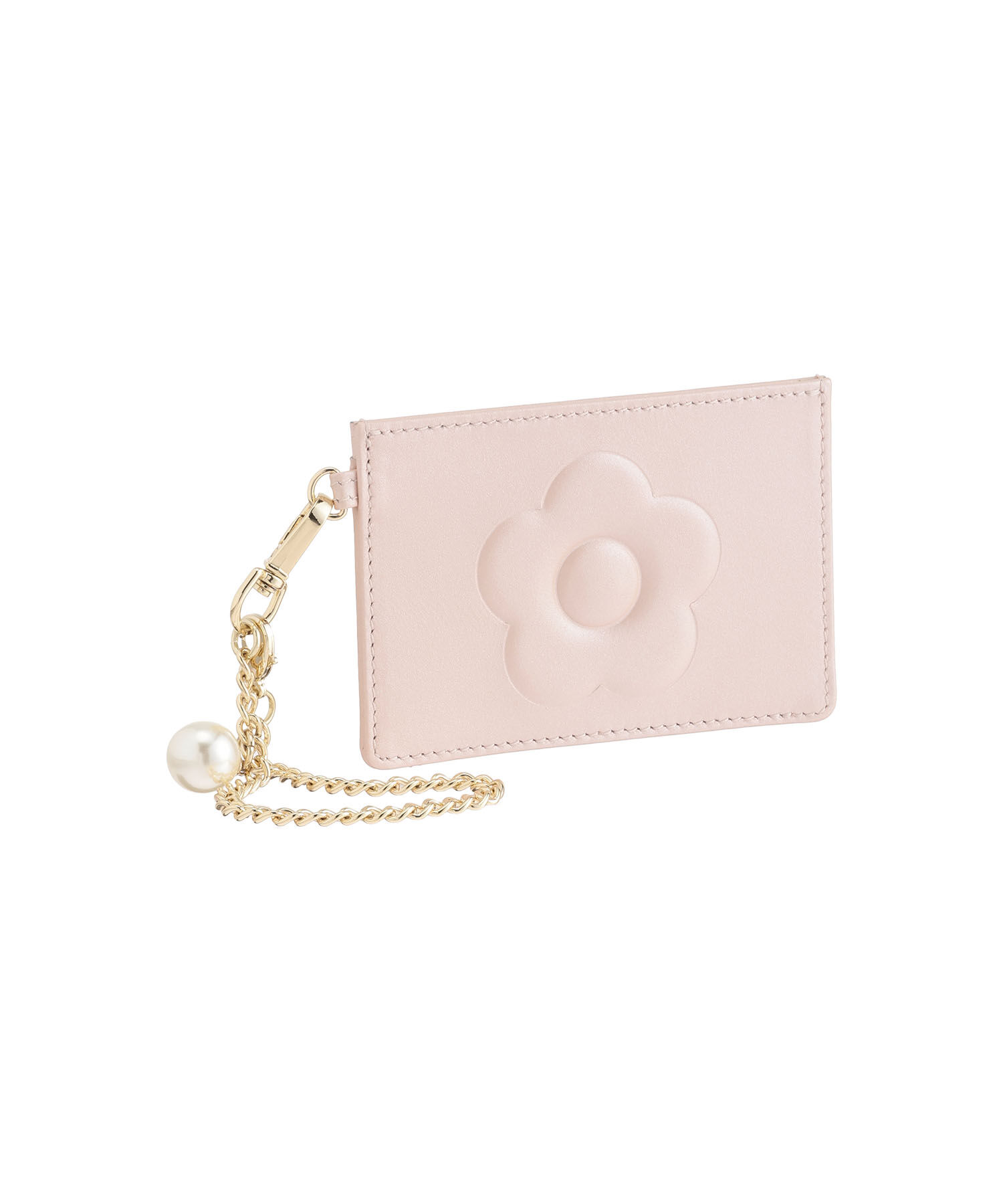 MARY QUANT「エンボスデイジーパール シングルパスケース」|定期入れ|