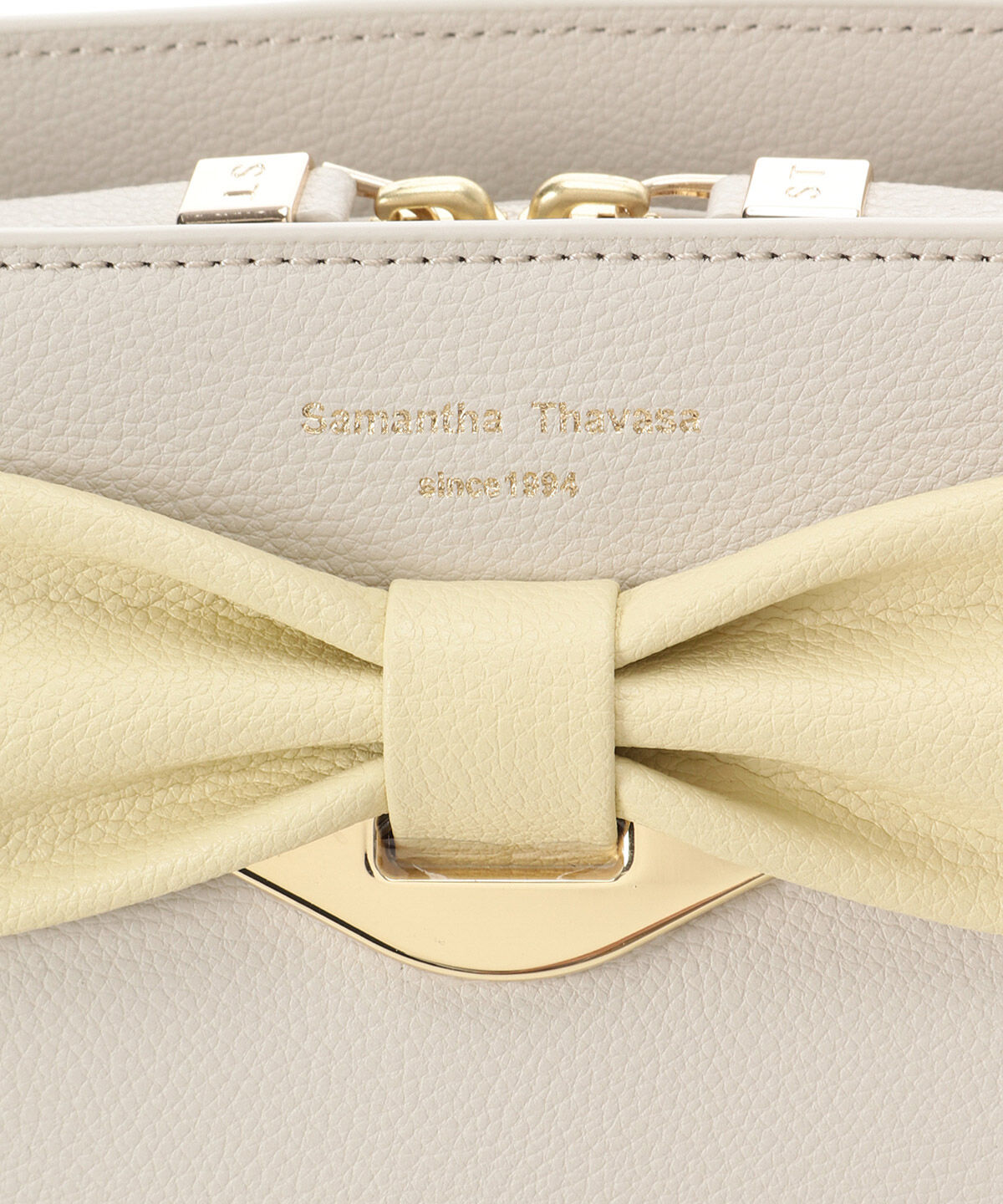 Samantha Thavasa「バイカラーリボンモチーフ スプリットレザーショルダーバッグ」|ショルダー・メッセンジャー|