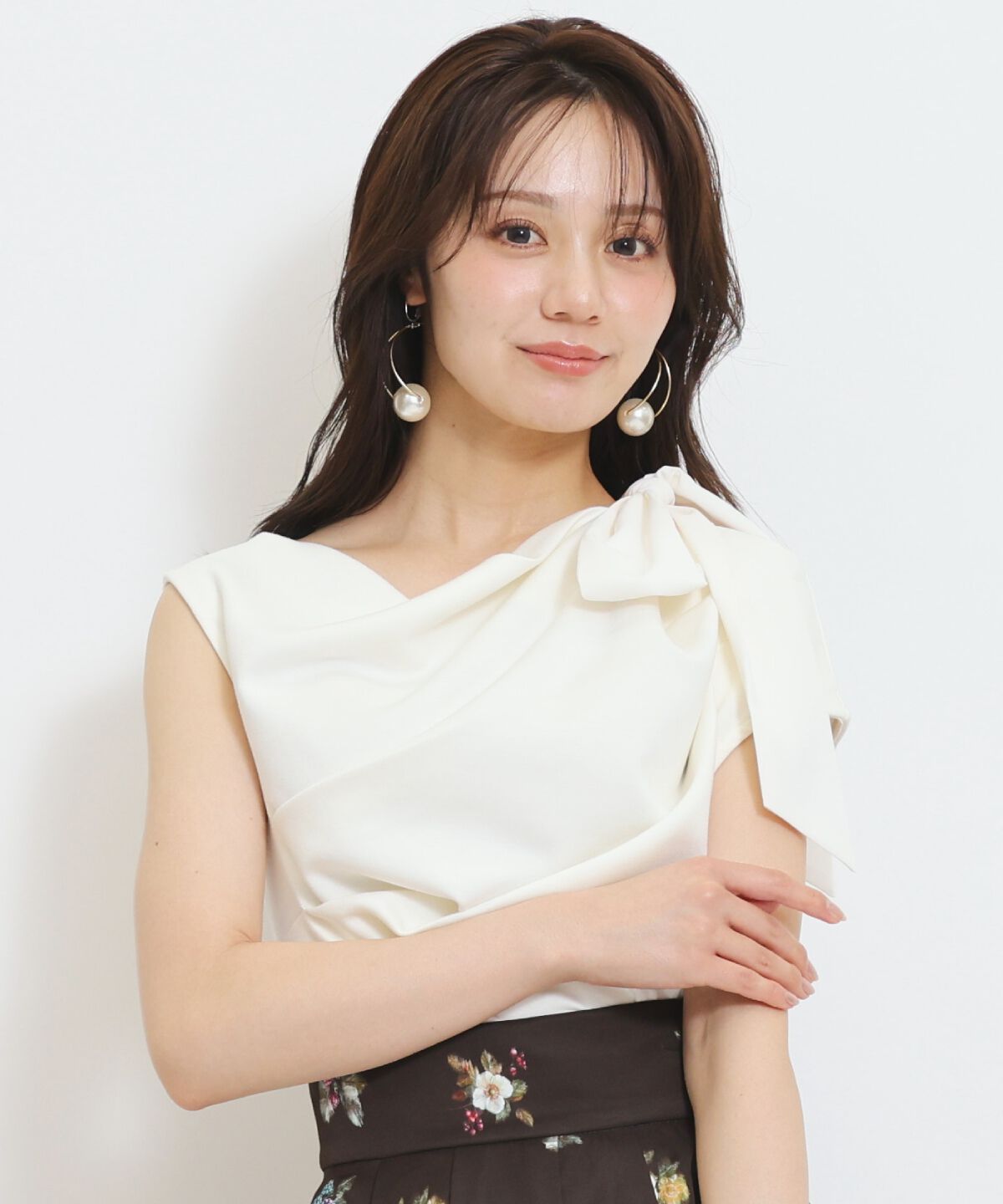 WILLSELECTION「リボンショルダードレープカットトップス」|Tシャツ・カットソー|オフ