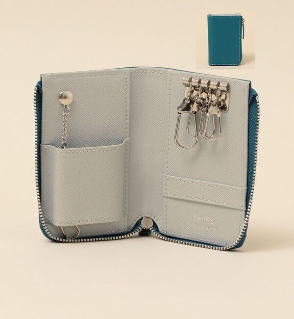 SHIPS「【WEB限定】SHIPS: 【SAFFIANO LEATHER】 2トーン キーケース」|その他|ロイヤルブルー